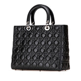 ディオール カナージュ レディディオール ラージ ハンドバッグ ショルダーバッグ 2WAY ブラック ラムスキン レディース Dior 【中古】